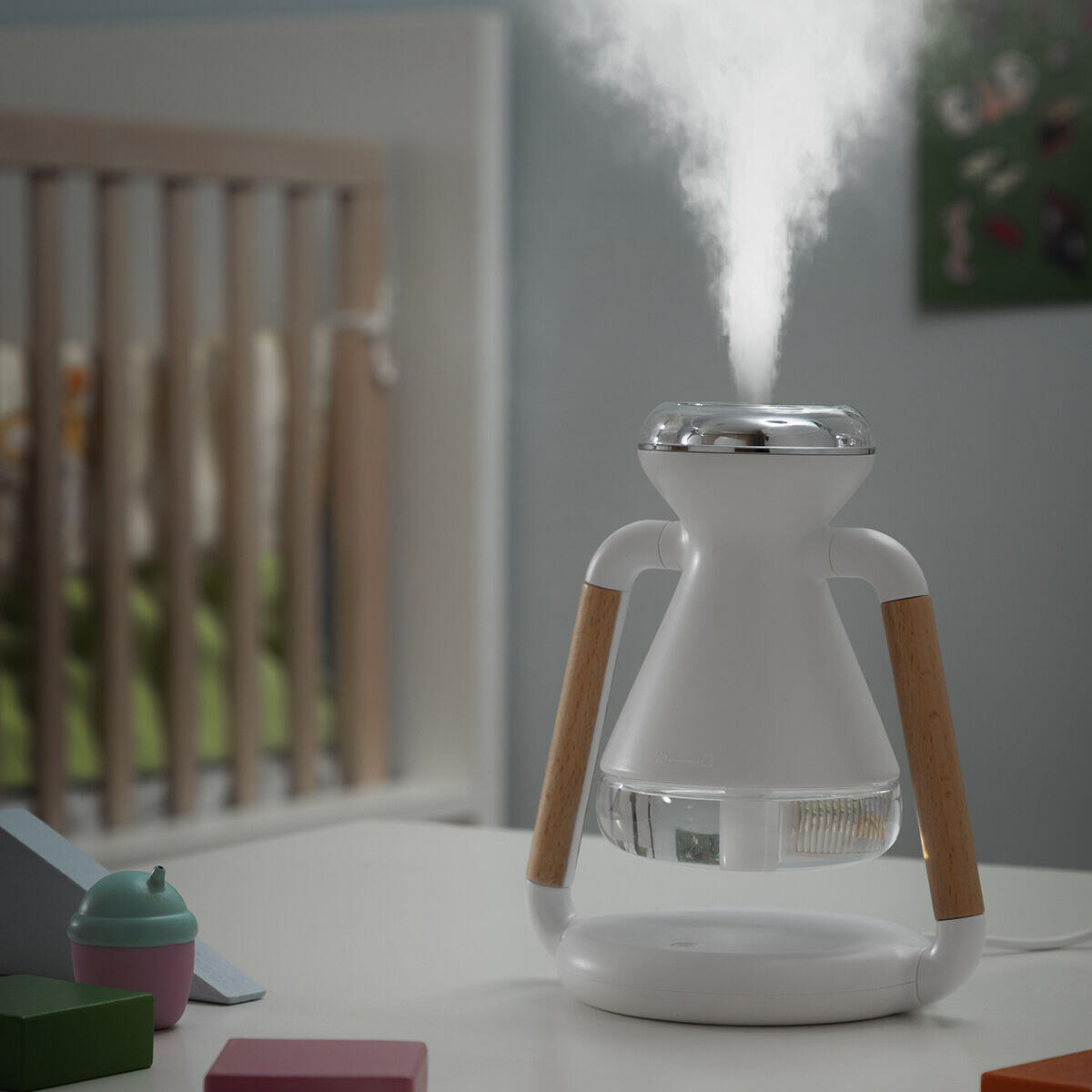 Humidificador Difusor de Aromas y Cargador Inalámbrico 3 en 1